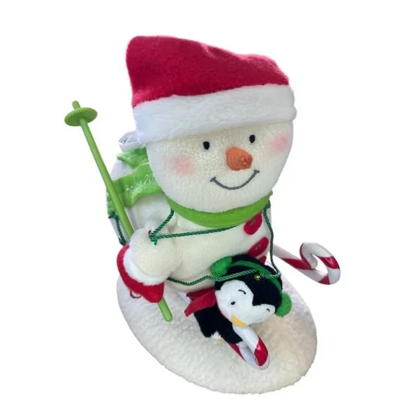 Hallmark Swooshin Duo Animated Musical Light Up Plush Snowman Penguin Skiing Jin - Picture 15 of 16